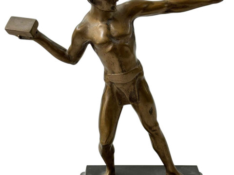 Bronze athlete sculpture, 27cm.
