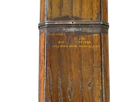 Wooden cigar case from the shipwreck The Royal George, raised in 1839,...
