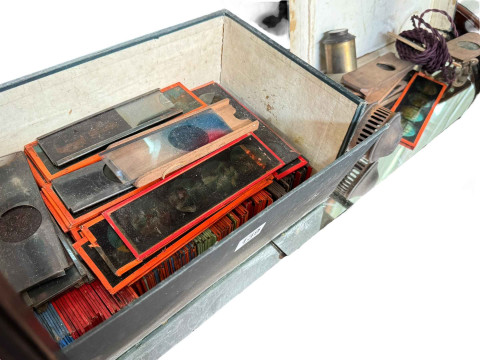 Collection of Magic Lantern slides, and a few lantern pieces.