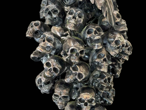 P Green silver skull grape sculpture, signed and hallmarked, 17cm length. thumbnail