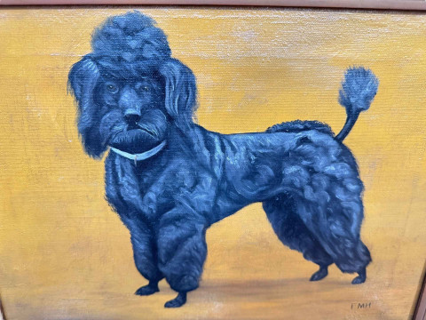 Frances Mabel Hollams (1877-1963), 'Bat' Study of a Spaniel, and Study of a Poodle, two oils on canvas, one signed and other initialled, 24.5cm by 39.5cm and 24.5cm by 34.5cm, both framed. *ARR (Artists Resale Royalty Charge) may apply to this lot*. thumbnail