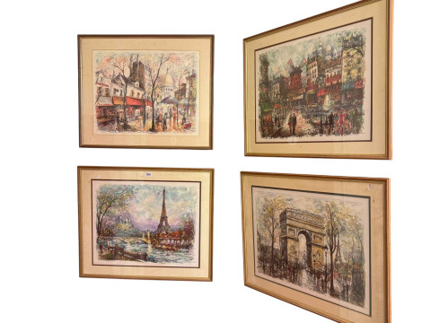 Richard, set of four Parisian watercolours, all signed and three dated...