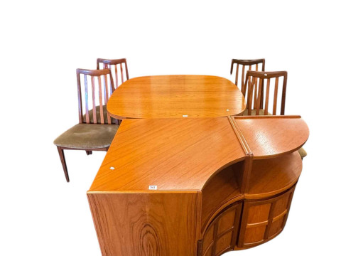 G Plan teak extending dining table and four chairs, Parker Knoll teak...