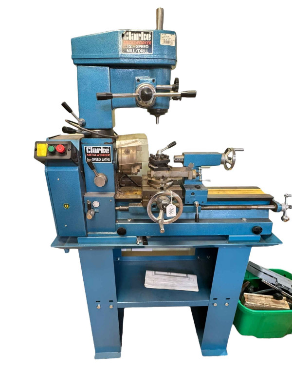 Clarke metal CL500M combination lathe-mill drill, and accessories.