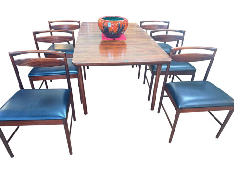 A H McIntosh & Co vintage rosewood eight piece dining suite comprising...