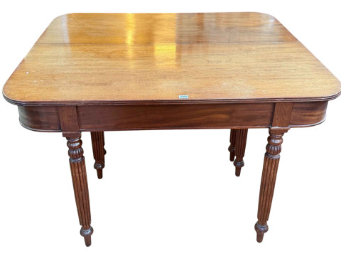 Pair 19th Century mahogany D-End tables on turned reeded legs, 74.5cm...