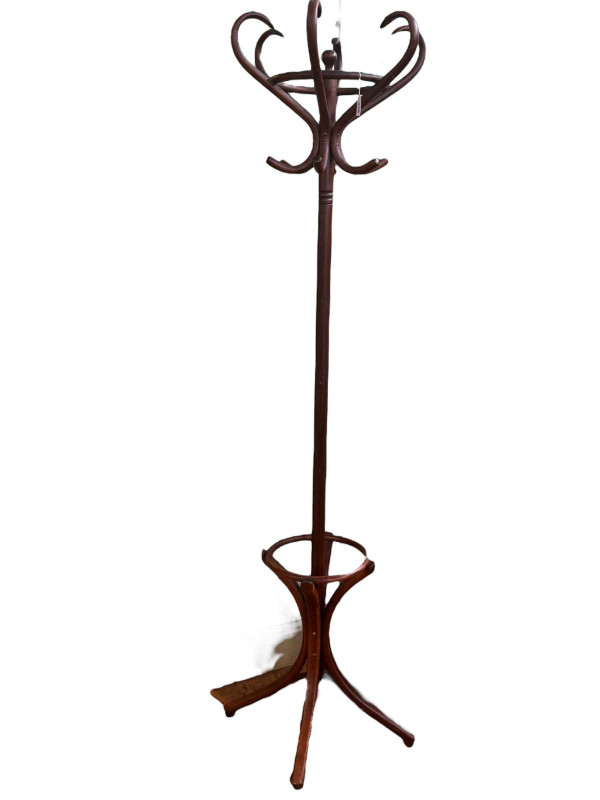 Bentwood revolving hat and coat stand, 193cm.