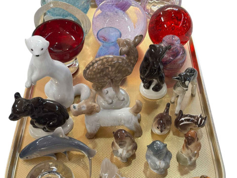 USSR animals, B&G and Royal Copenhagen pieces, glasswares etc.