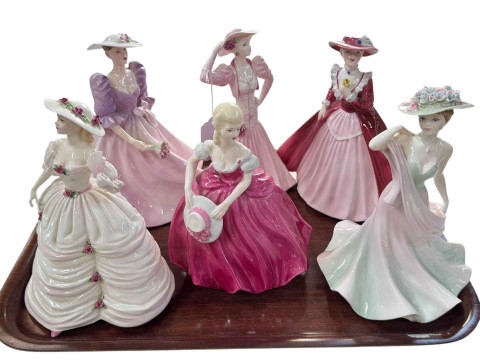 Six Coalport Ladies of Fashion figures.