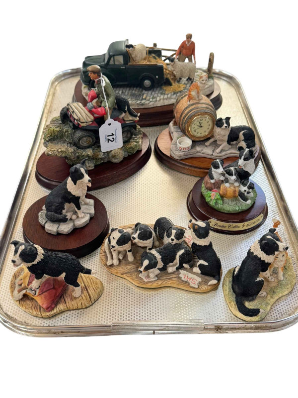 Eight Border Fine Arts sculptures, including Wake Up Call, Easy Riders and Collies.