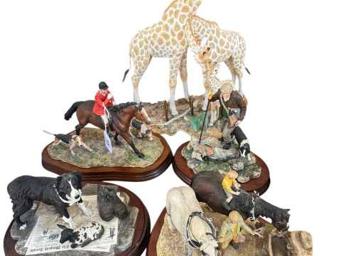 Four Border Fine Arts sculptures including Auld Hemp and Lost and Found...