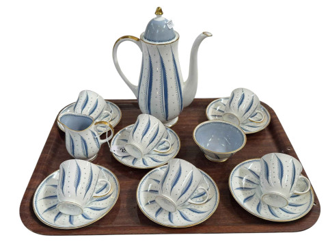Susie Cooper 'Spiral Fern' fifteen piece coffee set.
