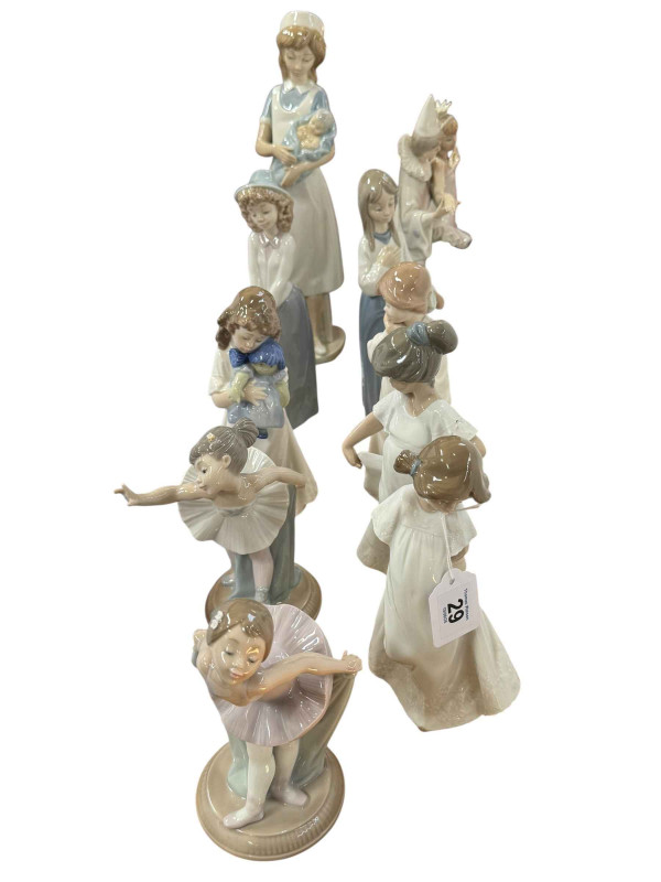 Ten Nao figurines including dancers, children with dolls etc.