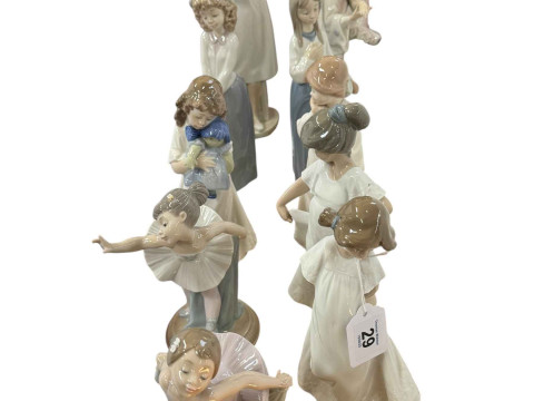 Ten Nao figurines including dancers, children with dolls etc.