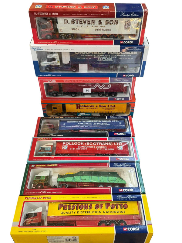 Collection of Diecast boxed trucks including Prestons of Potto, Pollock, Oakfield Haulage etc. (8)