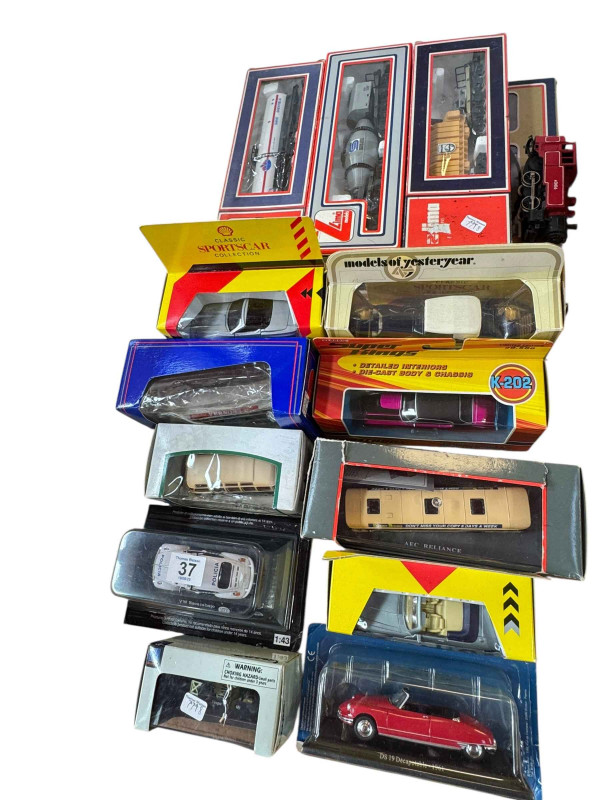 Collection of Diecast model vehicles and Lima railway models.