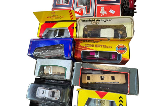 Collection of Diecast model vehicles and Lima railway models.