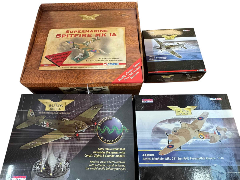 Four Corgi 'The Aviation Archive' boxed Diecast models including three limited edition, AA33709, AA34312 and AA38404.