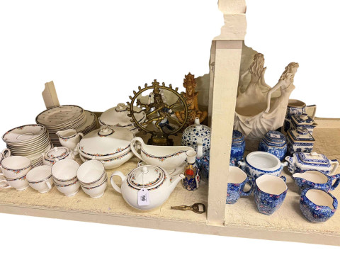 Collection of Ringtons, brass Hindu sculpture, Wedgwood Osbourne etc.