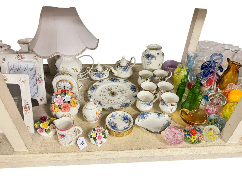 Collection of Aynsley, Royal Albert, glass paperweights, part tea wares etc.