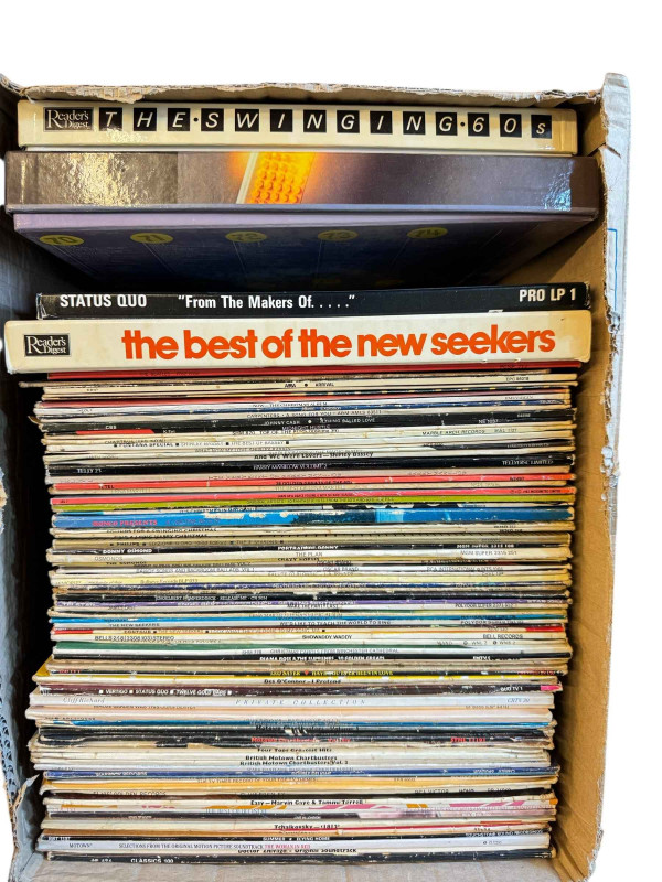 HiFi system, LP records including pop, Sony SS-MB25OH speaker system, pair of Sansui speakers etc.