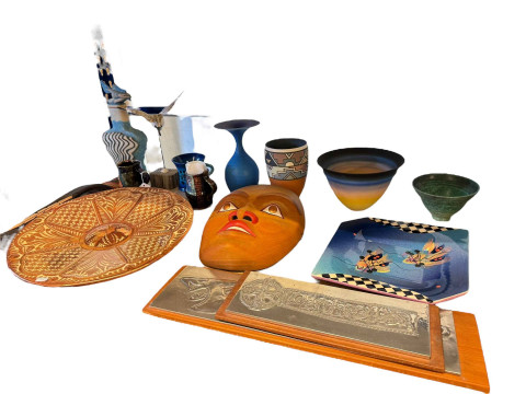 Collection of Studio pottery including John Pollex, Peter Lane, Richard...