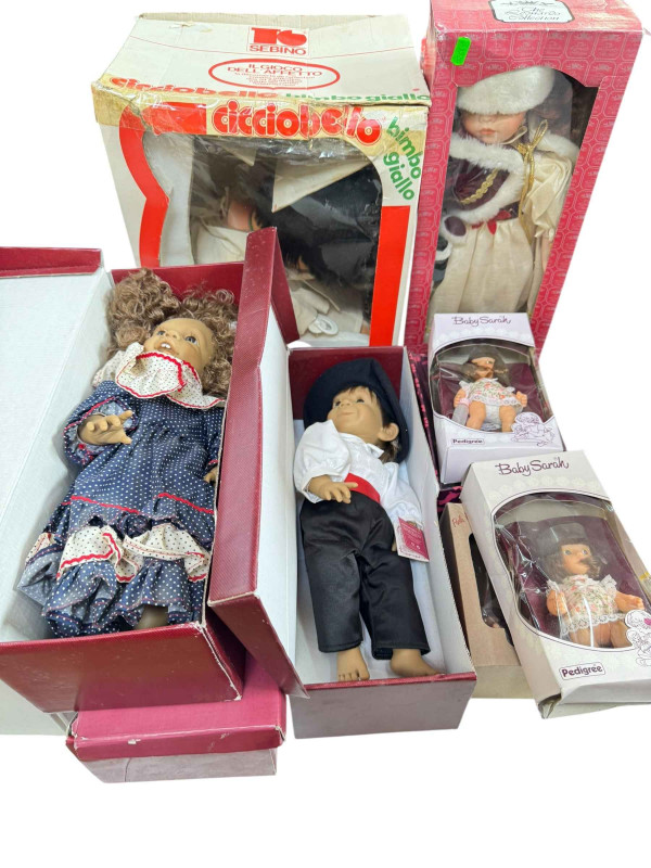 Palitoy Tracy's tea party, Gotz, Cicciobello, Pedigree boxed dolls.