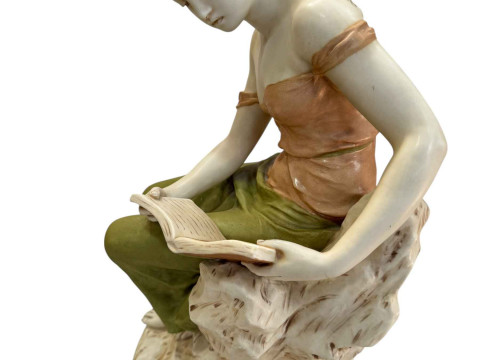 Royal Dux lady reading a book, No. 2333, 54cm high.