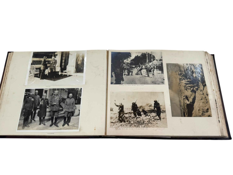 WITHDRAWN       A one-off WWI military albumen photograph album, including Hindenburg, Ludendorf and Kaiser group photos, a Russian spy praying before being hung, fallen Handley plane in German Lines, German observation balloon, British troops killed, six spies led to be shot by the Germans, Ripon Camp, family holiday snapshots etc.