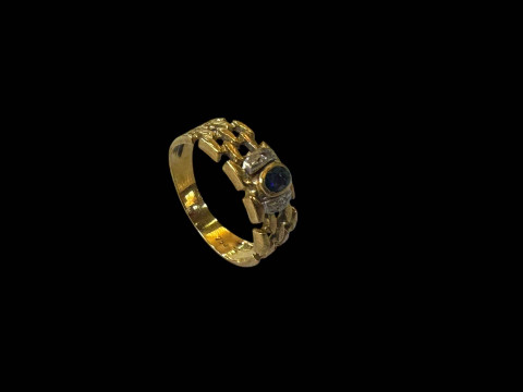18 carat gold sapphire and tiny diamond ring, size N/O. thumbnail