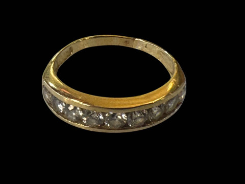 Diamond nine-stone gold ring, size Q. thumbnail