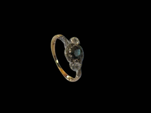 18 carat gold sapphire and diamond ring, size O.
