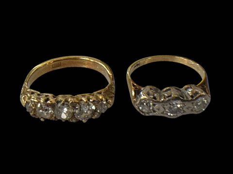 Two 18 carat gold diamond set rings.