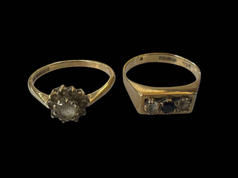 Two 9 carat gold gem set rings.