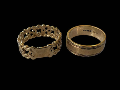 9 carat gold wedding band and 9 carat gold ring with tiny diamond content...