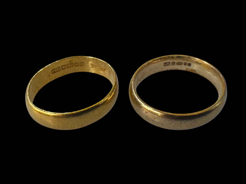 22 carat and 9 carat gold wedding bands.