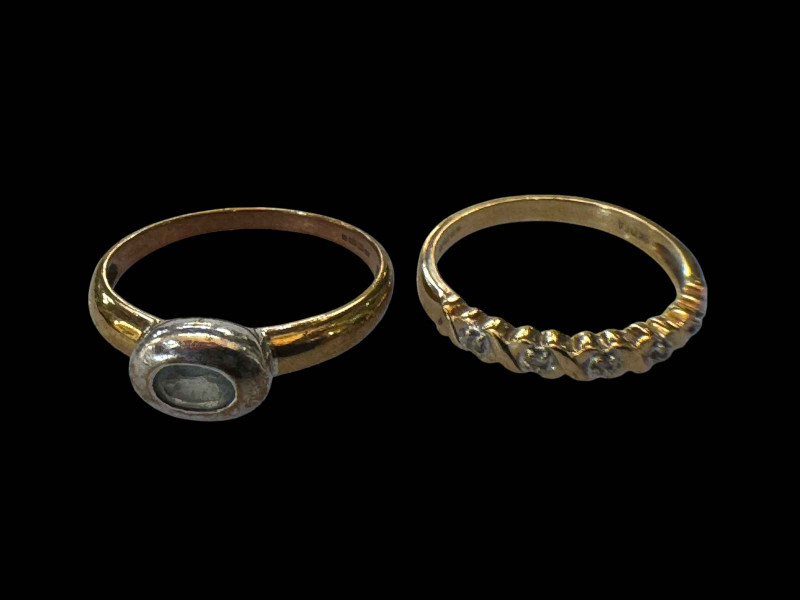 Two 9 carat gold gem set rings.