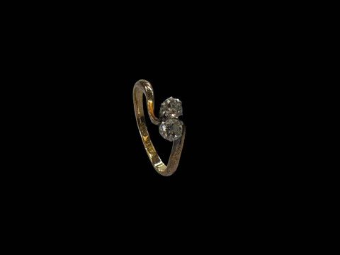 Diamond two-stone 18 carat gold ring, size L.