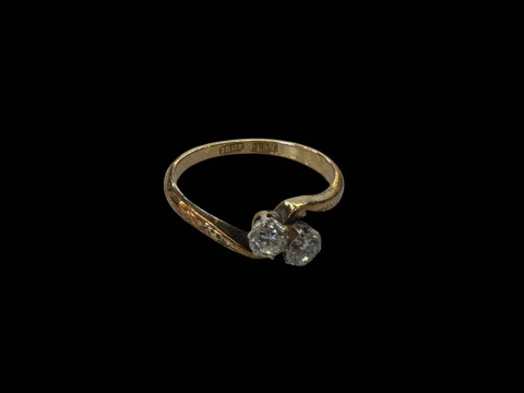 Diamond two-stone 18 carat gold ring, size L. thumbnail