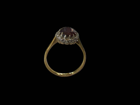 Ruby and diamond 18 carat gold and platinum ring, size Q. thumbnail