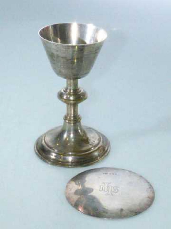 Silver Plated Chalice and a Silver Disc (2)