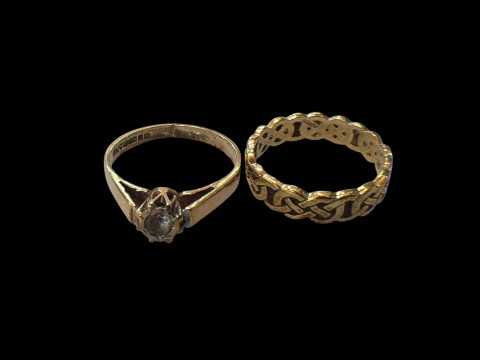 9 carat gold eternity ring and 9 carat gem set ring (2).