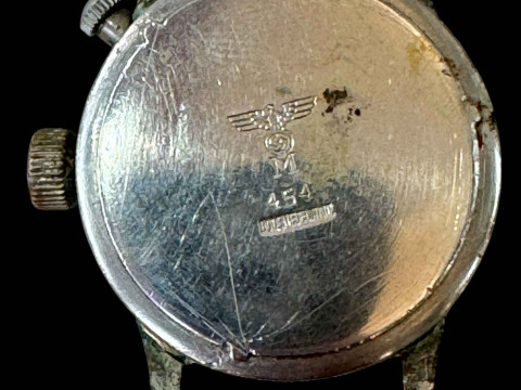 Hanhart German military watch, verso numbered 454. thumbnail