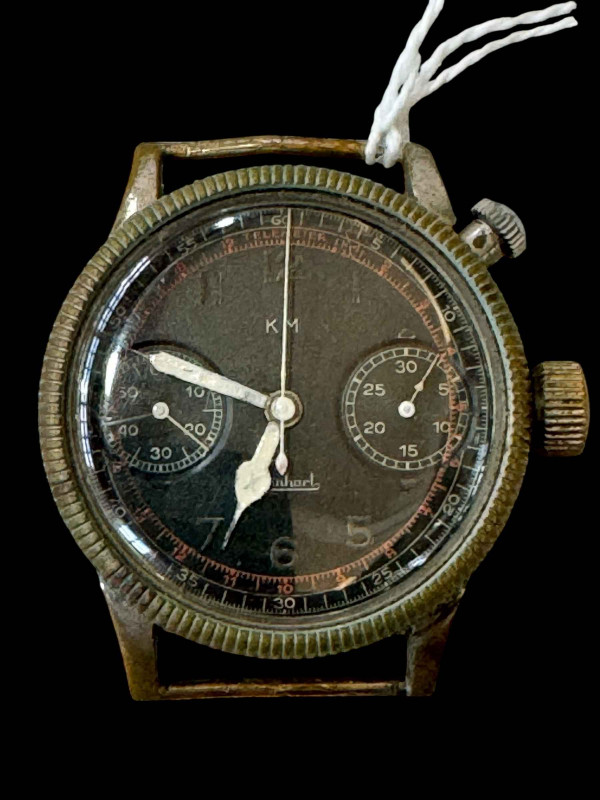 Hanhart German military watch, verso numbered 454.