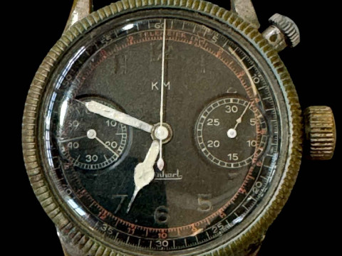 Hanhart German military watch, verso numbered 454.