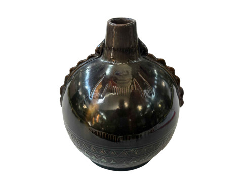 Linthorpe pottery Chr. Dresser vase, of Peruvian influence, incised with...