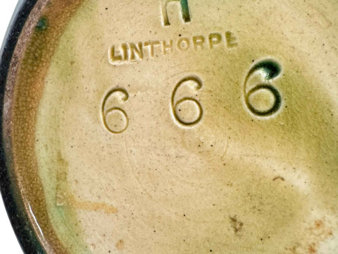 Linthorpe pottery jug, impressed marks with shape no. 666, 14cm. thumbnail