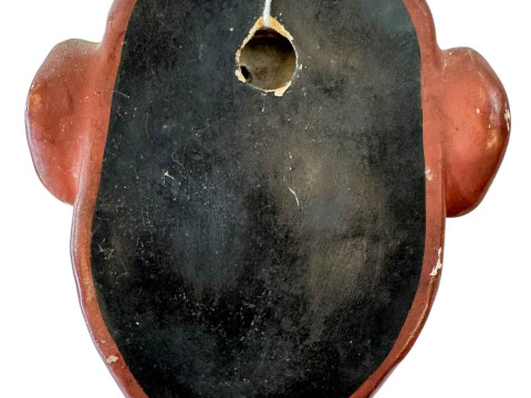 19th Century Japanese Noh mask wall bracket, 12cm across. thumbnail