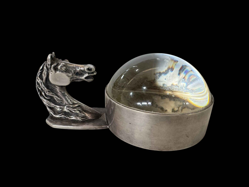 Hermes Paris silver equestrian 'Loupe de Bureau' after Ravinet d'Enfert, made in France and marks to base, 13.5cm. length.