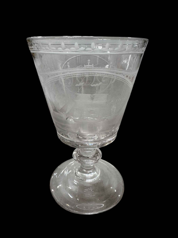 Rummer engraved with Sunderland Bridge.